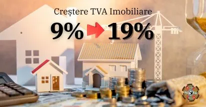 Crestere TVA imobiliare 2025 - locuinte(apartamente) noi: de la 9% la 19%.